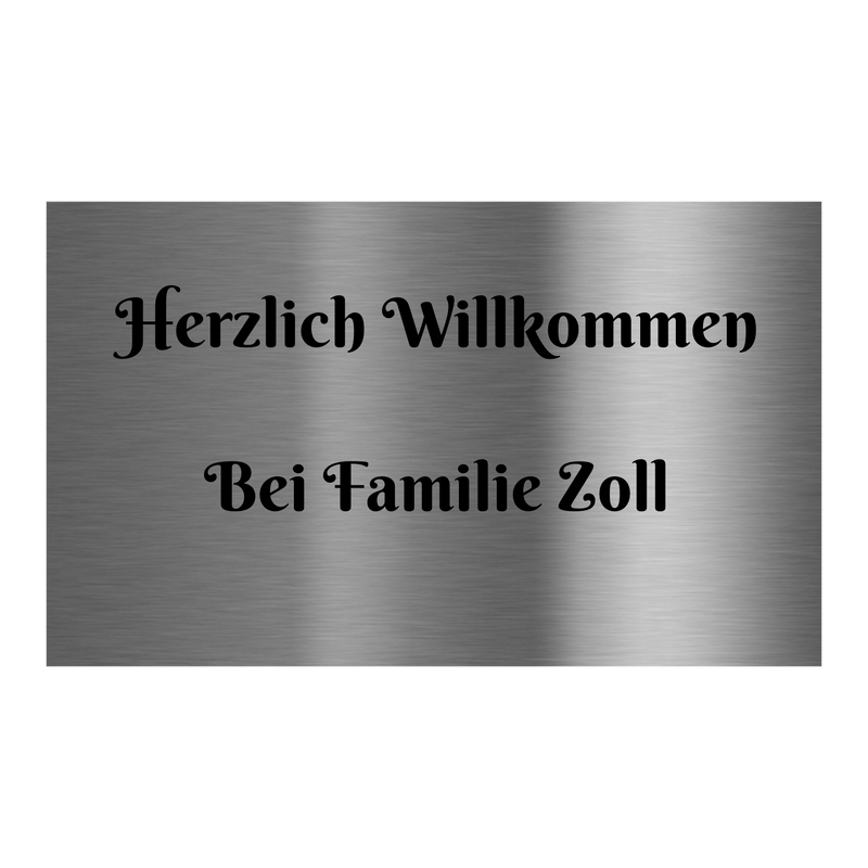 V2A Edelstahlschild in verschiedenen Größen, individuell personalisierbar.