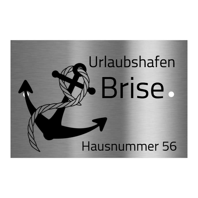V2A Edelstahlschild in verschiedenen Größen, individuell personalisierbar.