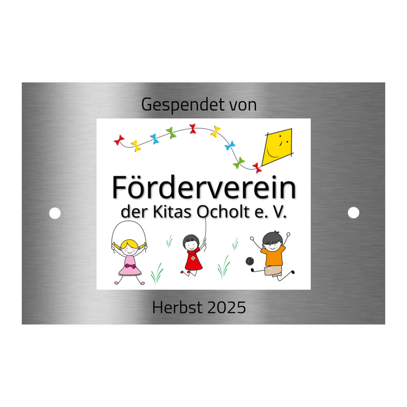V2A Edelstahlschild in verschiedenen Größen, individuell personalisierbar.
