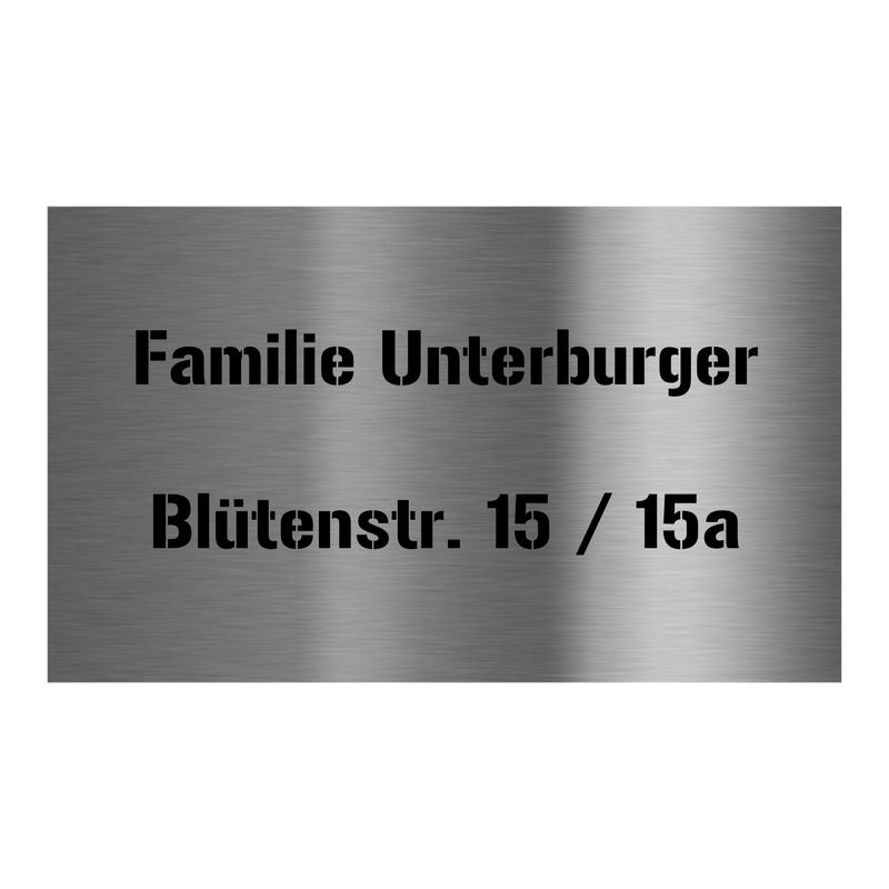 V2A Edelstahlschild in verschiedenen Größen, individuell personalisierbar.
