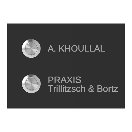 Frankfurt 14 x 10 cm Edelstahl (V2A) Türklingel - Zweifamilienhaus Klingel - mit Gravur - Anthrazit oder Weiß - LED - Aufputz / Unterputz