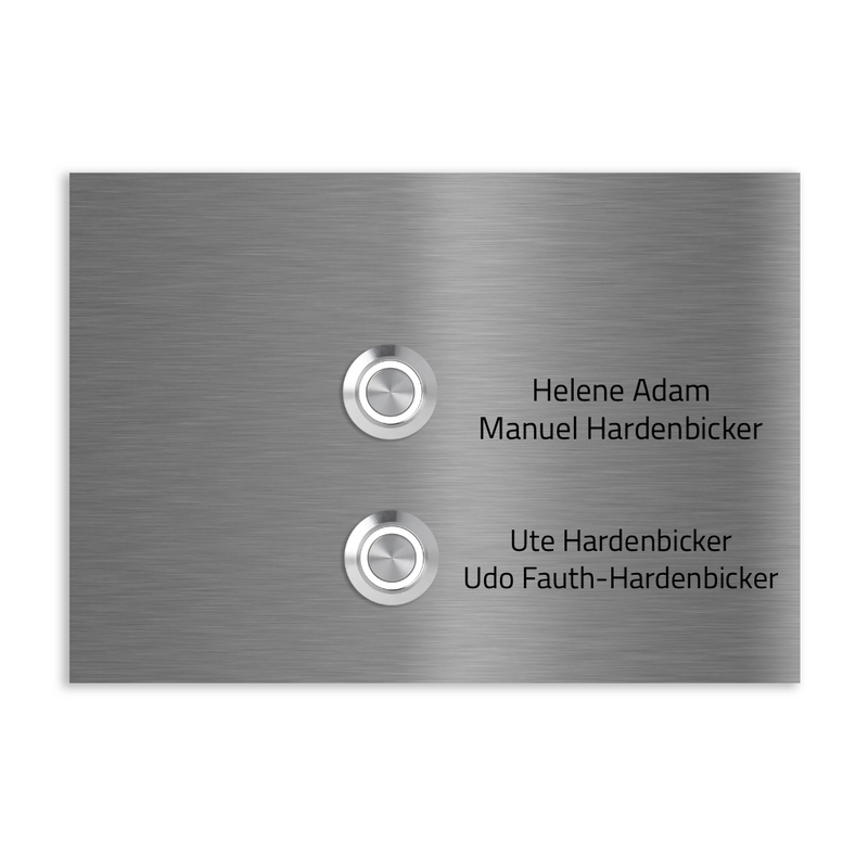 Lübeck 17 x 12 cm Edelstahl (V2A) Türklingel für Zweifamilienhäuser - mit Gravur - Anthrazit / Weiß pulverbeschichtet - LED - Aufputz / Unterputz