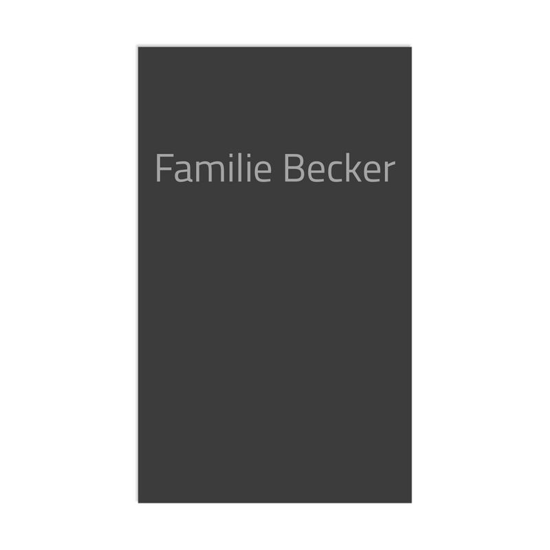 Farbige Edelstahlschilder in verschiedenen Größen. Individuell personalisierbar 40 Schriftarten über 200 Motive.
