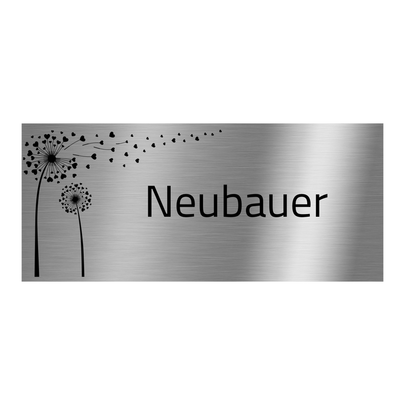 V2A Edelstahlschild in verschiedenen Größen, individuell personalisierbar.