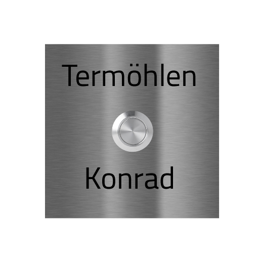 Bochum 8 x 8 cm Edelstahl (V2A) Türklingel - mit Gravur - Anthrazit oder Weiß pulverbeschichtet oder Edelstahl gebürstet -  LED - Aufputz / Unterputz