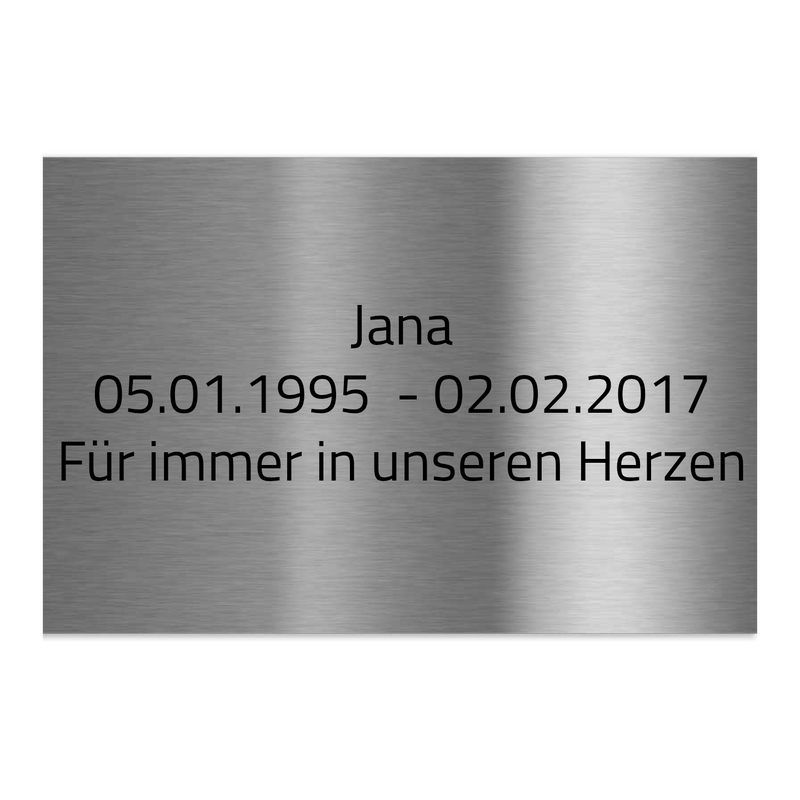 V2A Edelstahlschild in verschiedenen Größen, individuell personalisierbar.