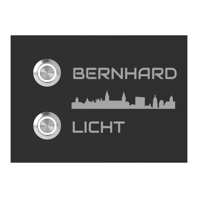 Frankfurt 14 x 10 cm Edelstahl (V2A) Türklingel - Zweifamilienhaus Klingel - mit Gravur - Anthrazit oder Weiß - LED - Aufputz / Unterputz