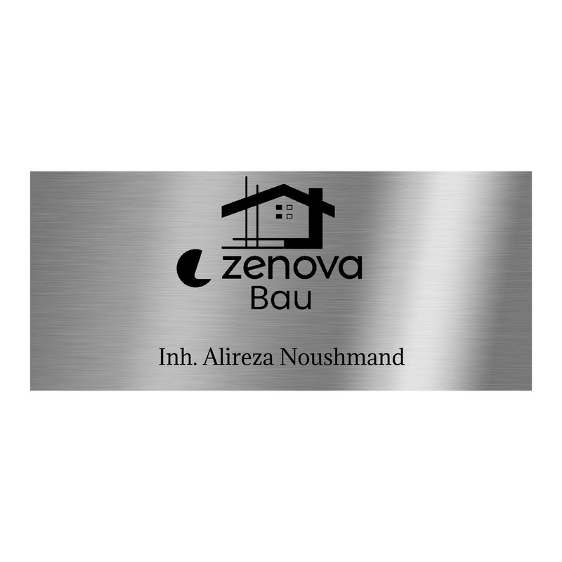 V2A Edelstahlschild in verschiedenen Größen, individuell personalisierbar.