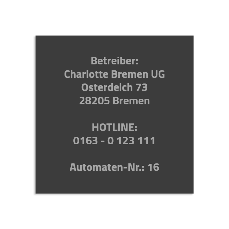 Farbige Edelstahlschilder in verschiedenen Größen. Individuell personalisierbar 40 Schriftarten über 200 Motive.