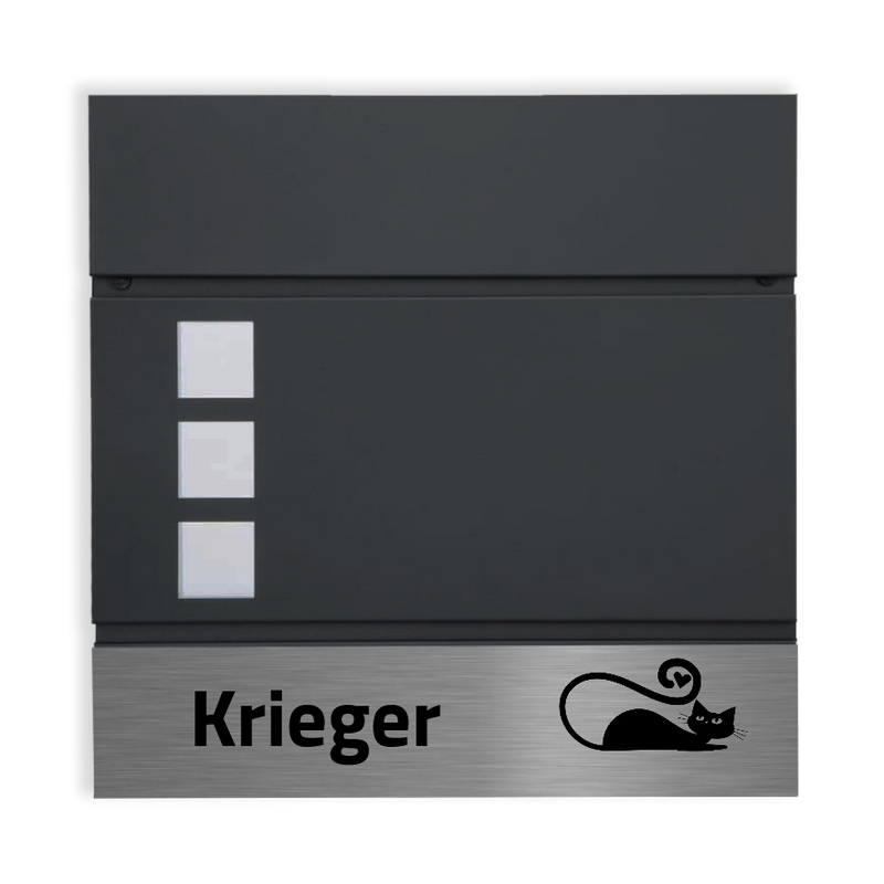 Moderner Briefkasten Manhatten mit Zeitungsfach - Anthrazit pulverbeschichtet individuell personalisierbar