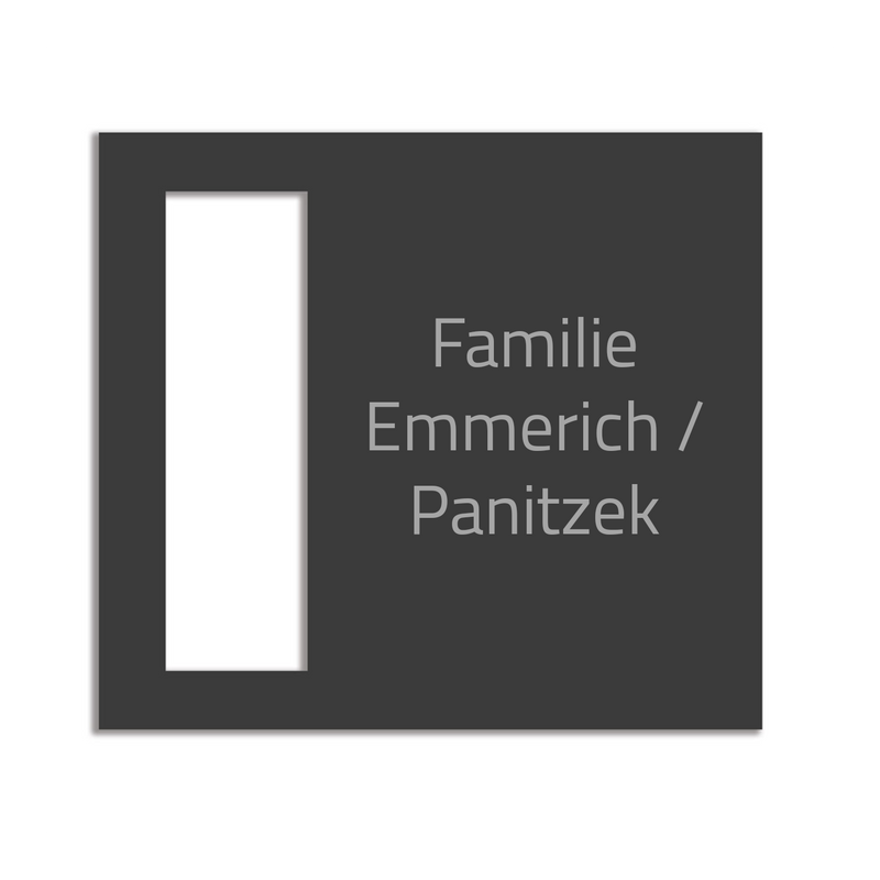 Dekorschild für "Eufy E340"aus V2A Edelstahl - 18 x 20 cm  oder 22 X 10 cm- Weiß / Anthrazit pulverbeschichtet oder Edelstahl gebürstet