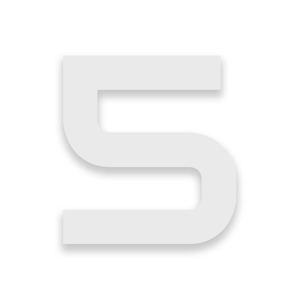 Weiß pulverbeschichtete Hausnummern Ziffern und Buchstaben in verschiedenen Höhen wählbar Schrift AUDIOWIDE aus Edelstahl V2A