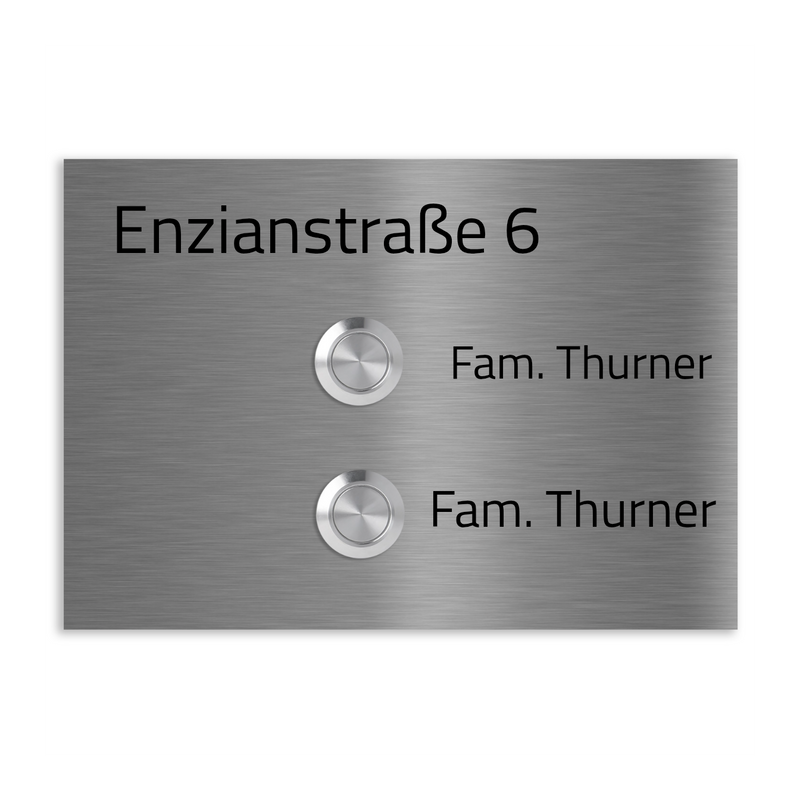 Lübeck 17 x 12 cm Edelstahl (V2A) Türklingel für Zweifamilienhäuser - mit Gravur - Anthrazit / Weiß pulverbeschichtet - LED - Aufputz / Unterputz