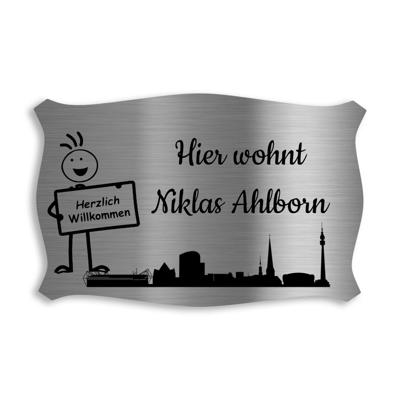 V2A Edelstahlschild in verschiedenen Größen, individuell personalisierbar.