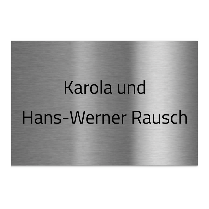 V2A Edelstahlschild in verschiedenen Größen, individuell personalisierbar.