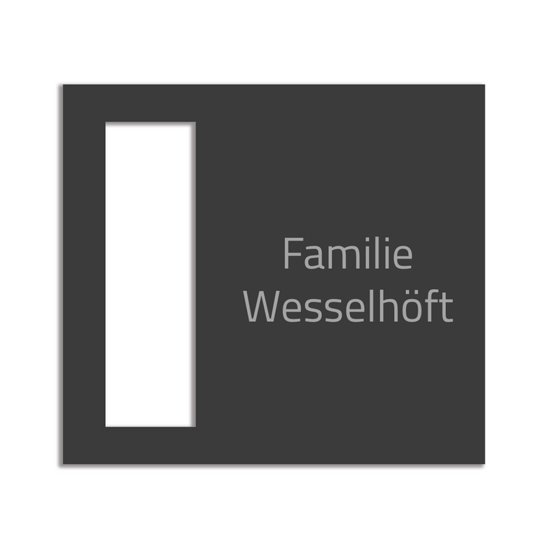 Dekorschild für "Eufy E340"aus V2A Edelstahl - 18 x 20 cm  oder 22 X 10 cm- Weiß / Anthrazit pulverbeschichtet oder Edelstahl gebürstet
