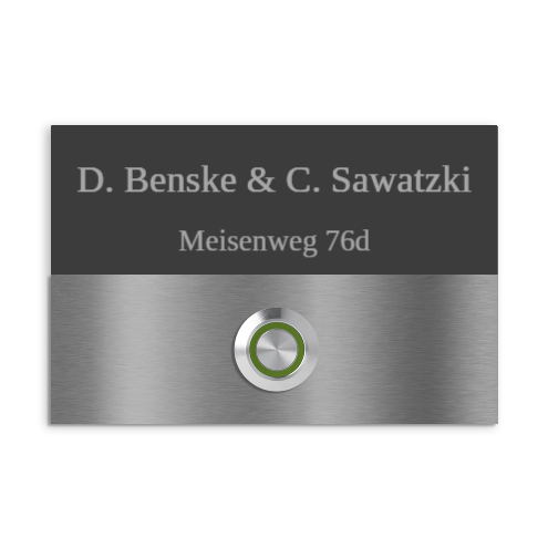 Liverpool 12 x 8 cm Edelstahl (V2A) Türklingel - mit Gravur - Anthrazit / Weiß pulverbeschichtet und Edelstahl gebürstet - LED - Aufputz / Unterputz