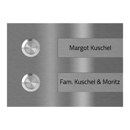 Hamburg 14 x 10 cm Edelstahl (V2A) Türklingel - Zweifamilienhaus Klingel - Gravurschild - Anthrazit / Weiß / Edelstahl - LED - Aufputz / Unterputz
