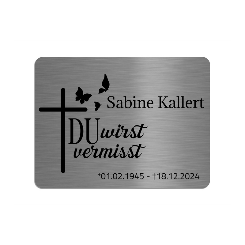 Gedenktafel V2A Edelstahl – viele Sprüche – 20x15 oder 30x20 cm