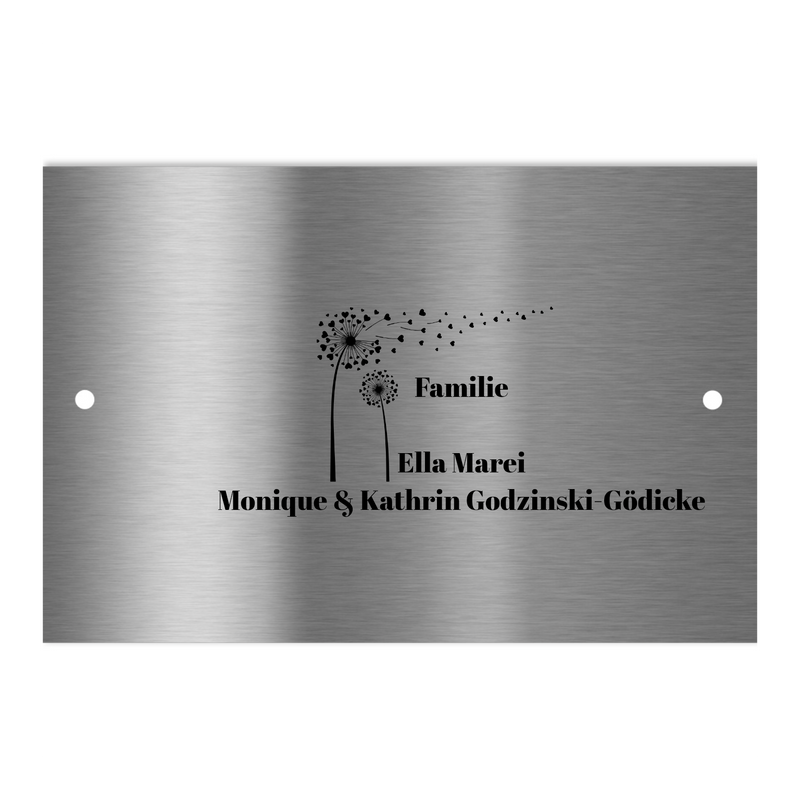 V2A Edelstahlschild in verschiedenen Größen, individuell personalisierbar.
