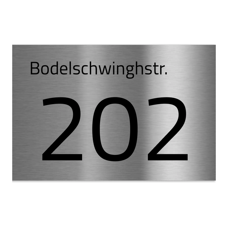 V2A Edelstahlschild in verschiedenen Größen, individuell personalisierbar.