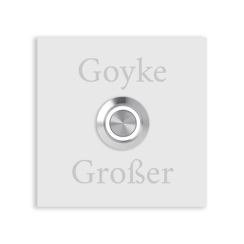 Bochum 7 x 7 cm Edelstahl (V2A) Türklingel - mit Gravur - Anthrazit oder Weiß pulverbeschichtet -  LED - Aufputz / Unterputz