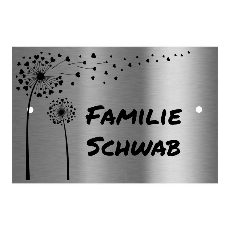 V2A Edelstahlschild in verschiedenen Größen, individuell personalisierbar.