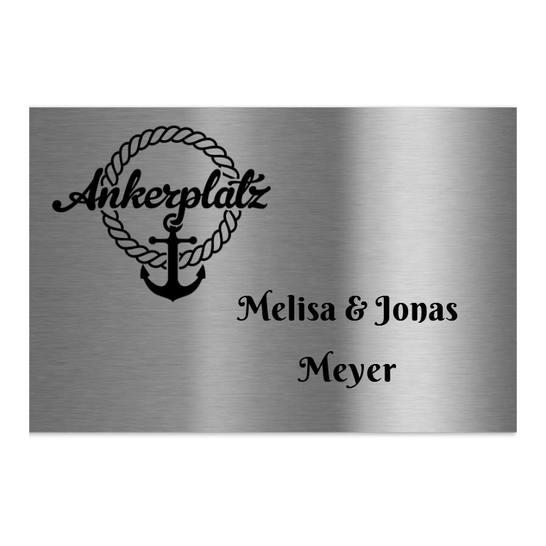 V2A Edelstahlschild in verschiedenen Größen, individuell personalisierbar.