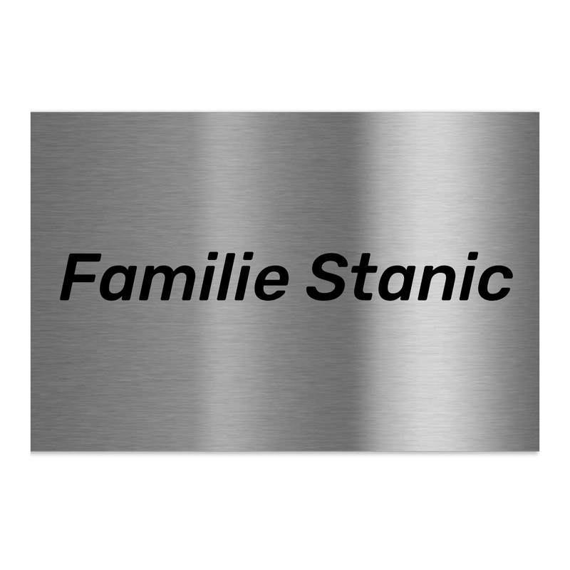 V2A Edelstahlschild in verschiedenen Größen, individuell personalisierbar.