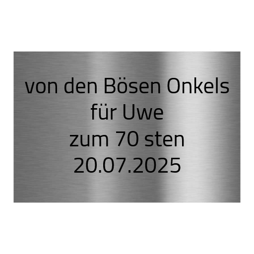 V2A Edelstahlschild in verschiedenen Größen, individuell personalisierbar.