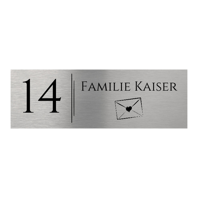 V2A Edelstahlschild in verschiedenen Größen, individuell personalisierbar.