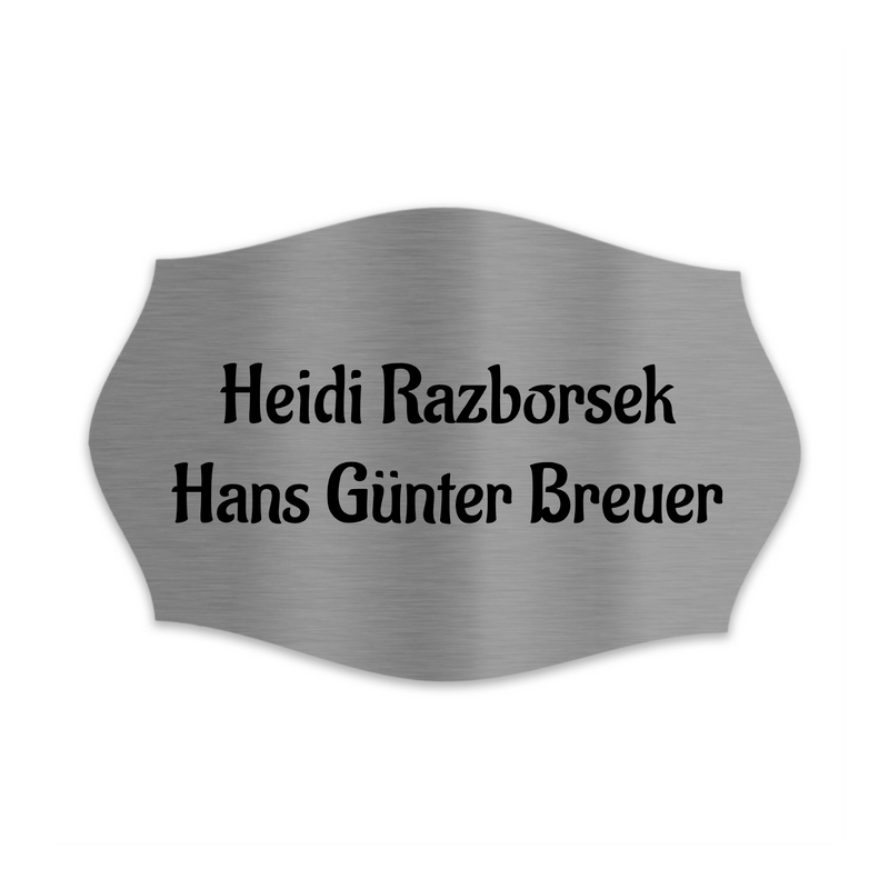 V2A Edelstahlschild in verschiedenen Größen, individuell personalisierbar.