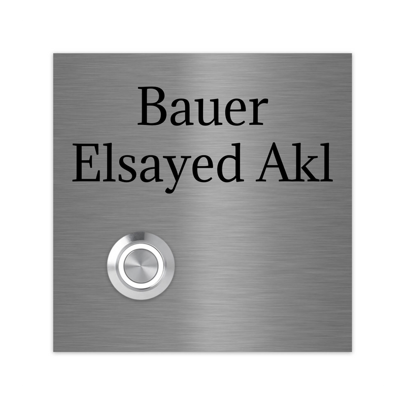 Lünen Premium Türklingel 10x10cm - V2A Edelstahl mit LED & Gravur - Anthrazit/Gebürstet