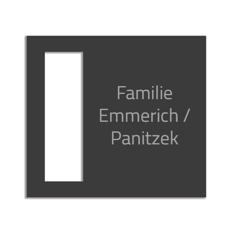 Dekorschild für "Eufy E340"aus V2A Edelstahl - 18 x 20 cm  oder 22 X 10 cm- Weiß / Anthrazit pulverbeschichtet oder Edelstahl gebürstet