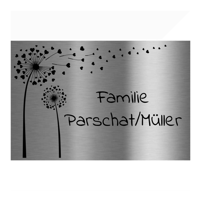 V2A Edelstahlschild in verschiedenen Größen, individuell personalisierbar.