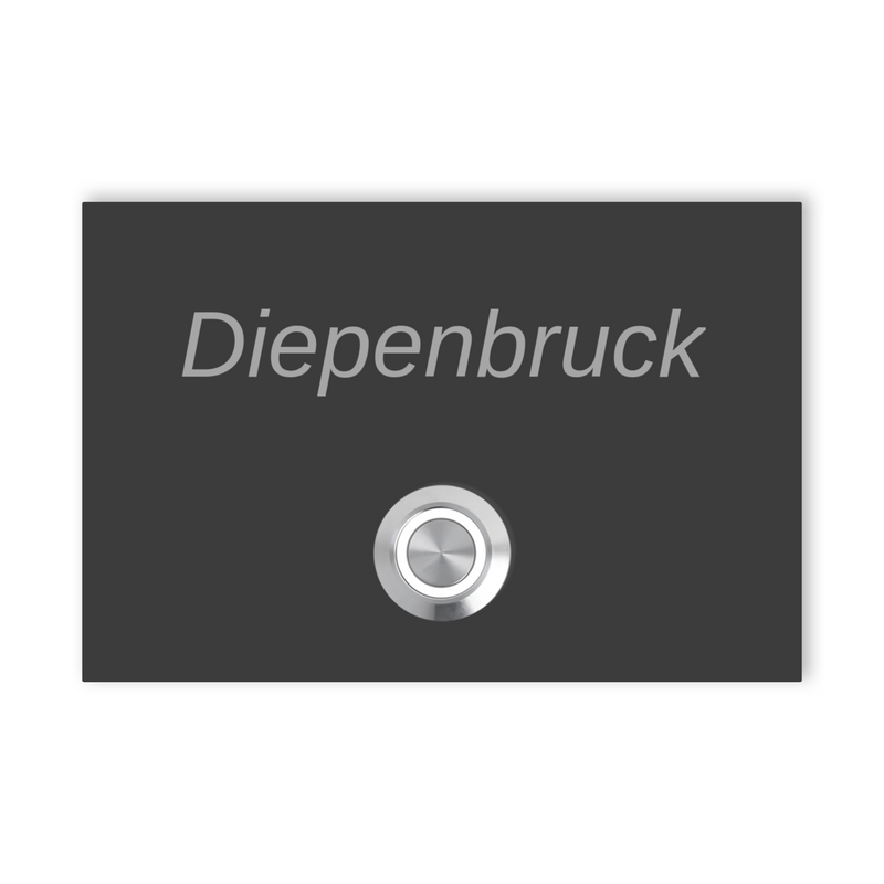 London 12 x 8 cm Edelstahl (V2A) Türklingel - mit Gravur - Anthrazit oder Weiß pulverbeschichtet oder Edelstahl gebürstet - LED -Aufputz / Unterputz