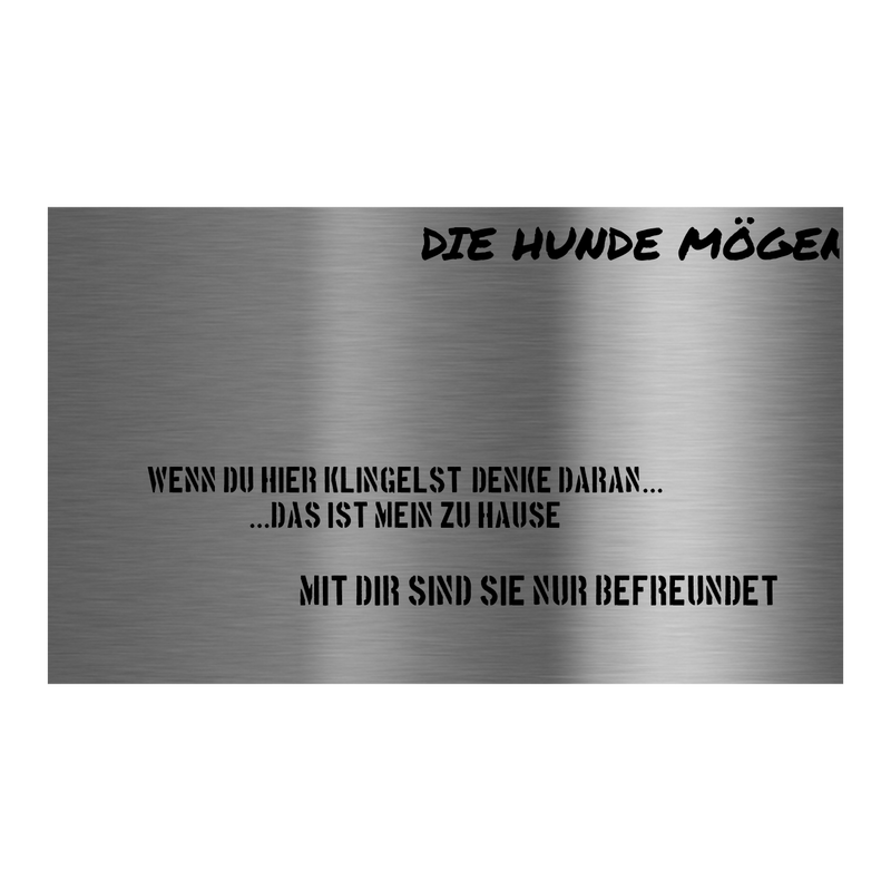 V2A Edelstahlschild in verschiedenen Größen, individuell personalisierbar.