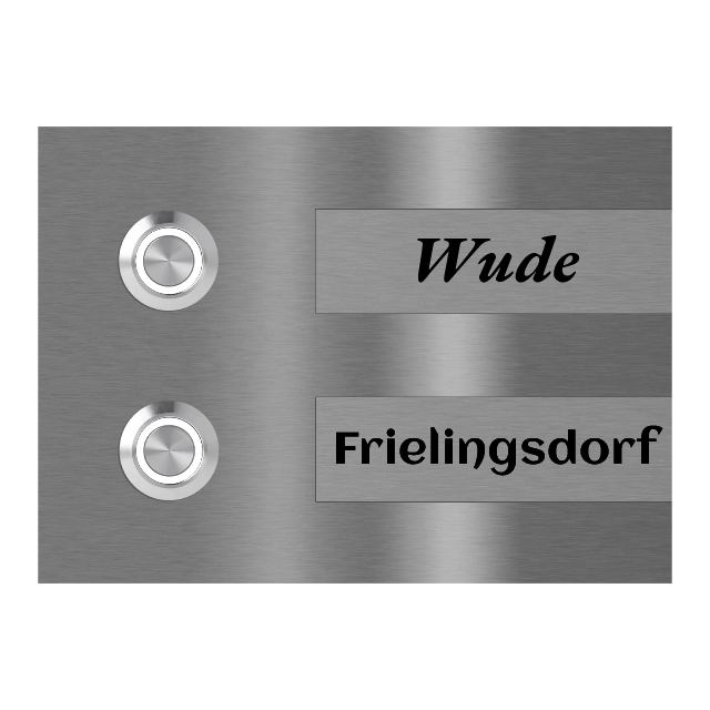 Hamburg 14 x 10 cm Edelstahl (V2A) Türklingel - Zweifamilienhaus Klingel - Gravurschild - Anthrazit / Weiß / Edelstahl - LED - Aufputz / Unterputz