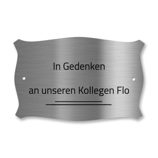 V2A Edelstahlschild in verschiedenen Größen, individuell personalisierbar.