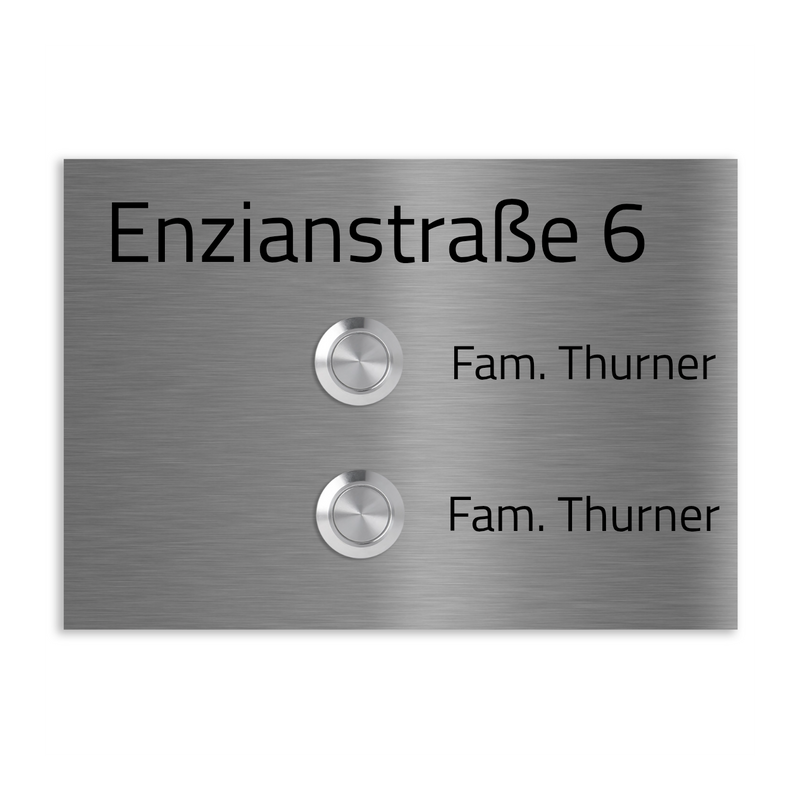 Lübeck 17 x 12 cm Edelstahl (V2A) Türklingel für Zweifamilienhäuser - mit Gravur - Anthrazit / Weiß pulverbeschichtet - LED - Aufputz / Unterputz
