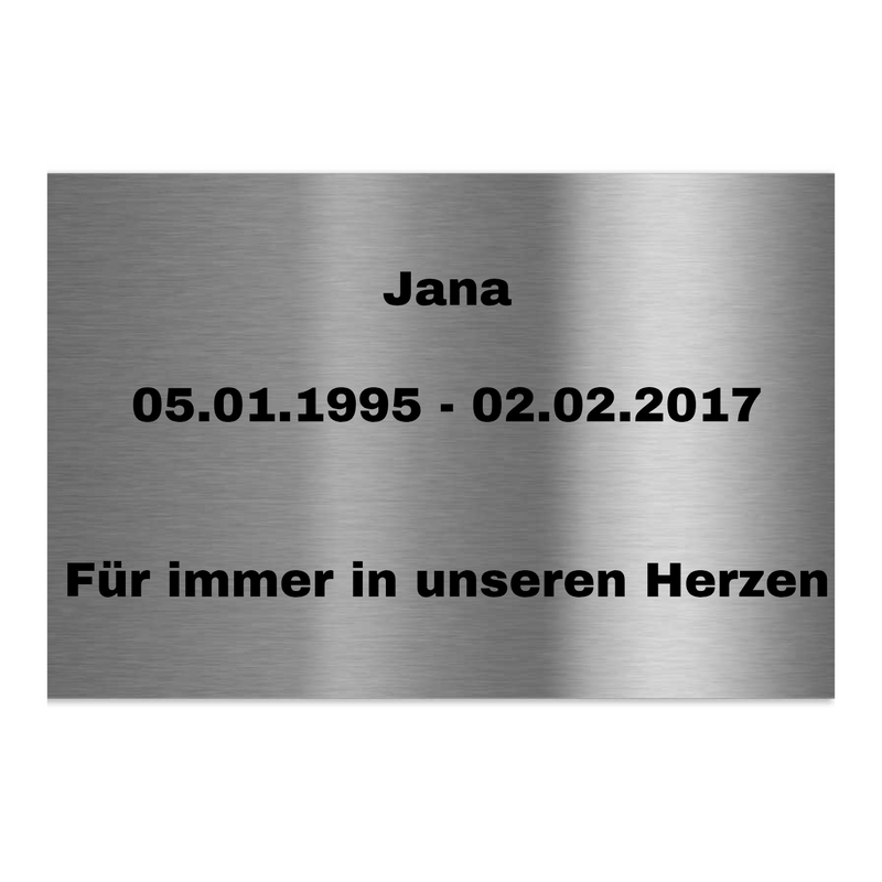 V2A Edelstahlschild in verschiedenen Größen, individuell personalisierbar.