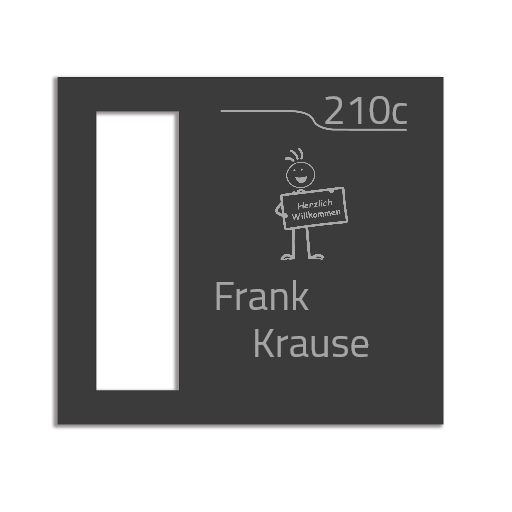 Dekorschild für "Eufy E340"aus V2A Edelstahl - 18 x 20 cm  oder 22 X 10 cm- Weiß / Anthrazit pulverbeschichtet oder Edelstahl gebürstet