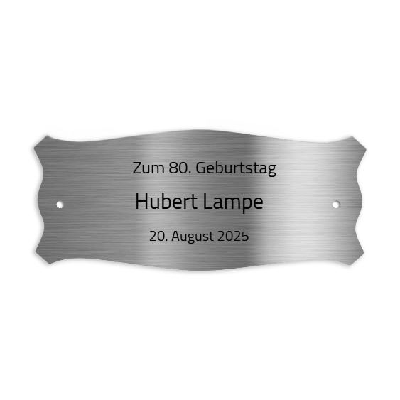 V2A Edelstahlschild in verschiedenen Größen, individuell personalisierbar.