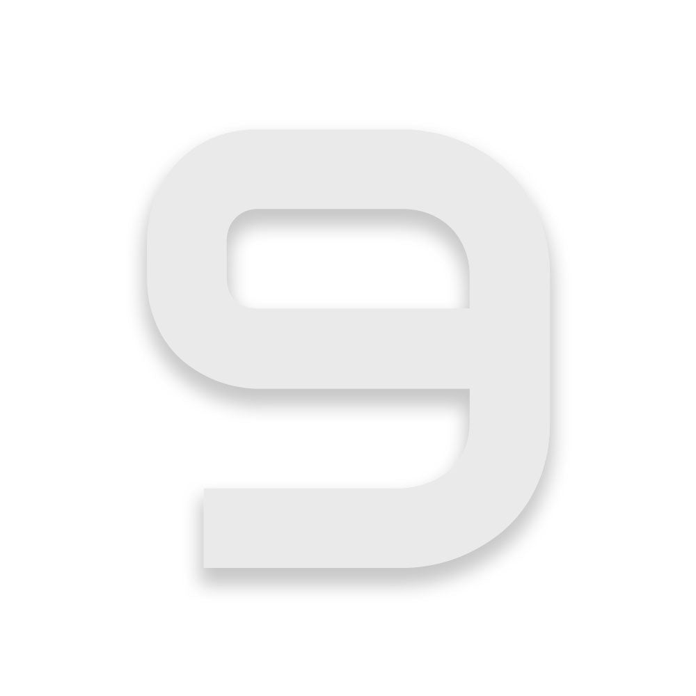 Weiß pulverbeschichtete Hausnummern Ziffern und Buchstaben in verschiedenen Höhen wählbar Schrift AUDIOWIDE aus Edelstahl V2A