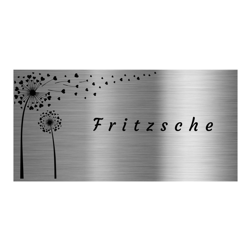 V2A Edelstahlschild in verschiedenen Größen, individuell personalisierbar.