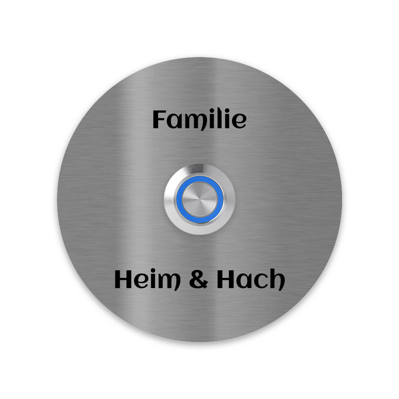 V2A Edelstahl Türklingel Miami - Rund 8/10cm - LED - Gravur - Unterputz/Aufputz