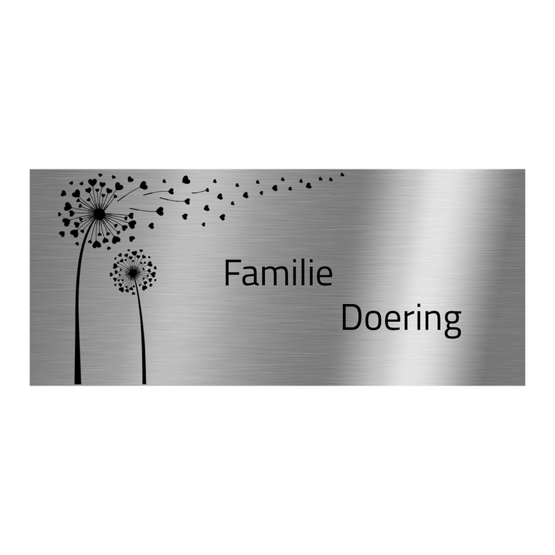 V2A Edelstahlschild in verschiedenen Größen, individuell personalisierbar.