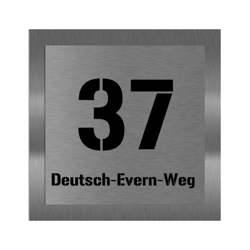 Edelstahl Hausnummernschild 30×30 cm Hausnummer und Straßenname ausgelasert