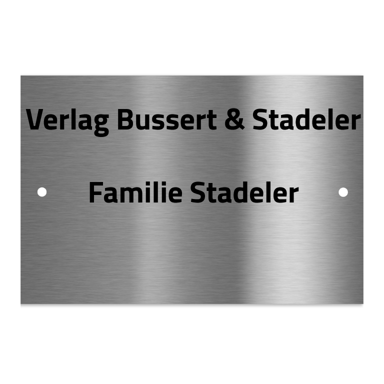 V2A Edelstahlschild in verschiedenen Größen, individuell personalisierbar.
