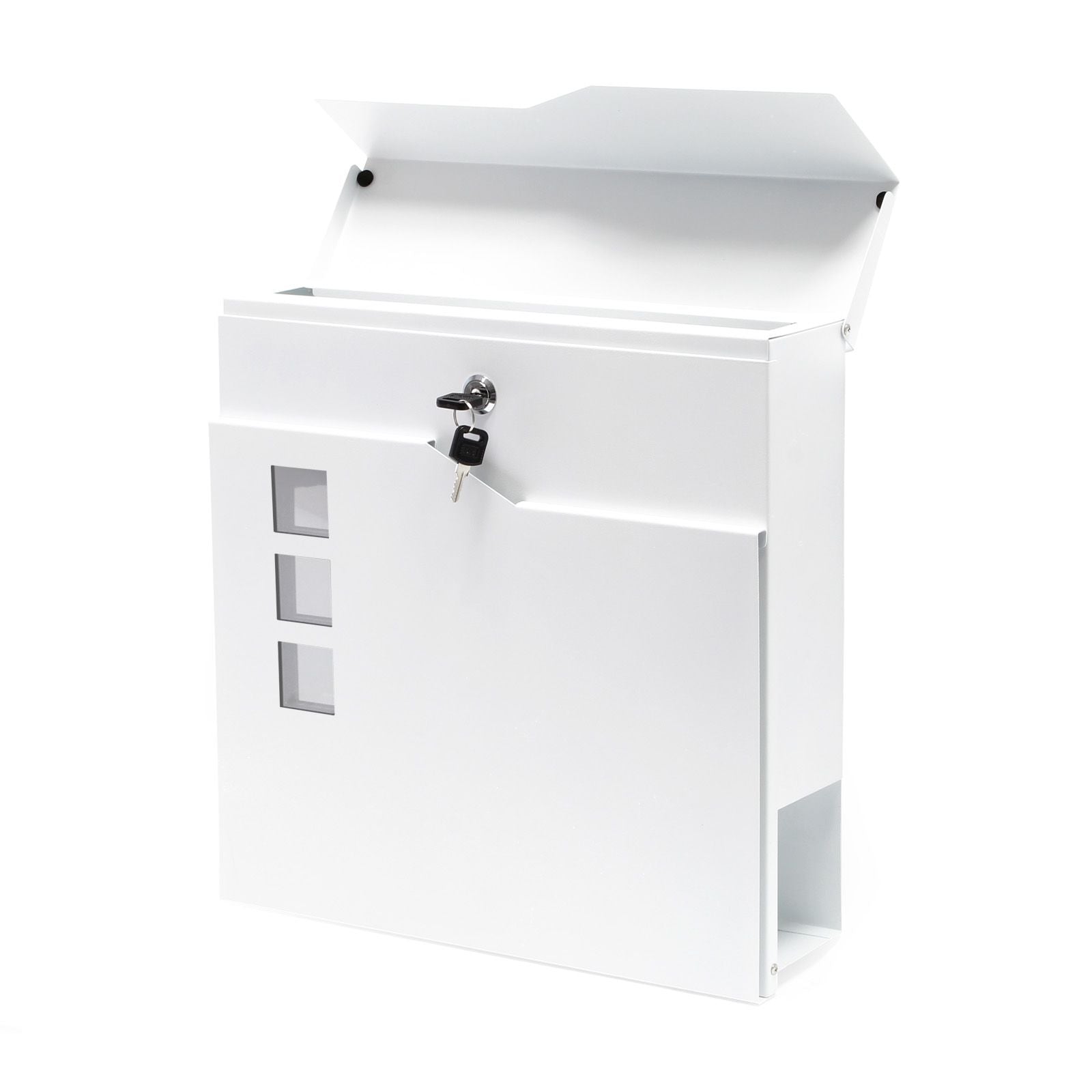 Moderner Briefkasten Manhatten 1 mit Zeitungsfach - Weiss pulverbeschichtet